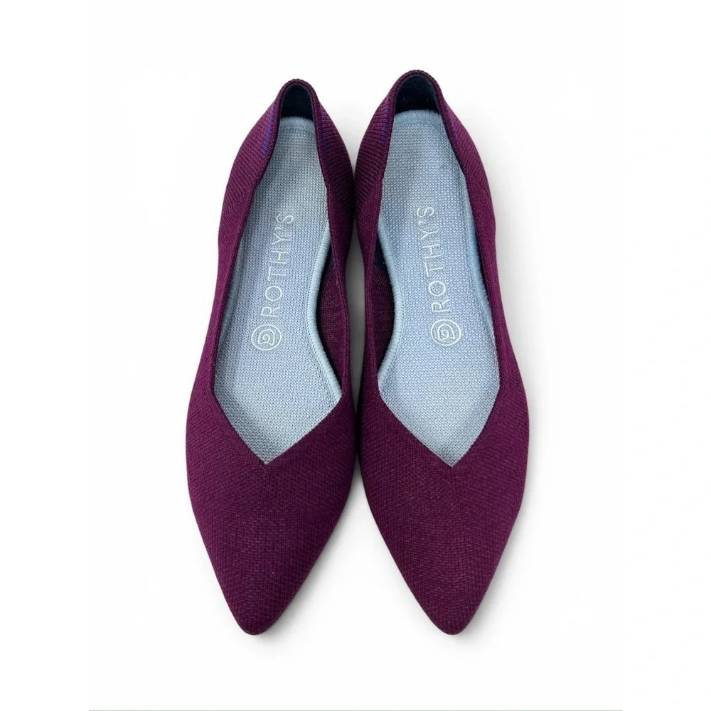 Rothy's The Point Flats 8 Aubergine Purple Merino Wool‎ Retired Minimalist Rare
